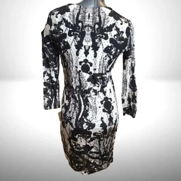 Just Cavalli Dress NWT IT 46 US 12 Black White Abstract Print Bodycon - Picture 6 of 12